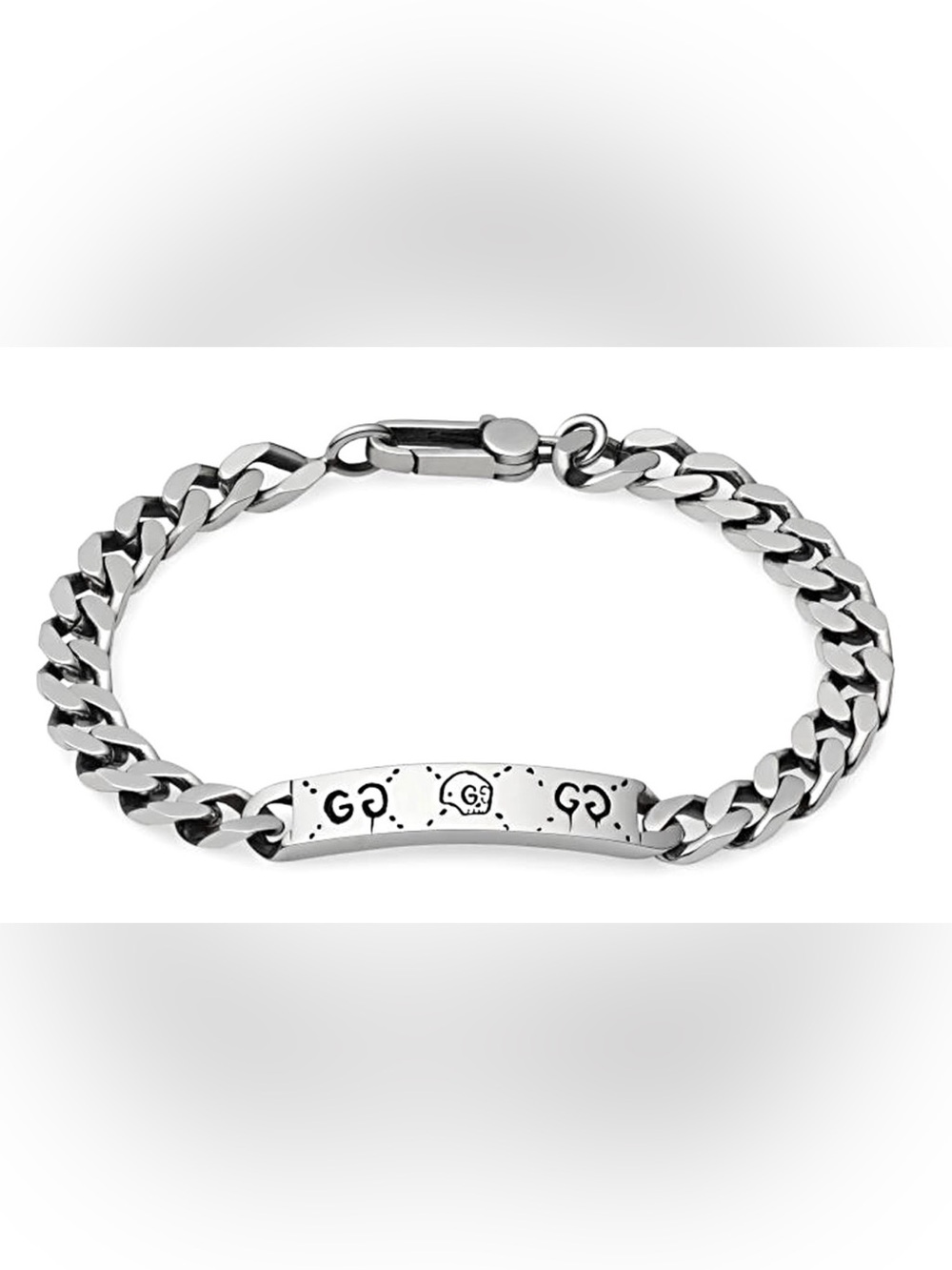 GUCCI Ghost Sterling Silver Curb Chain ID Bracelet